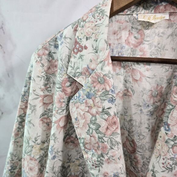 Vintage Blazer Womens 1X Pink Floral 1 Button Cottagecore Tea Garden 90s 80s - Picture 2 of 12